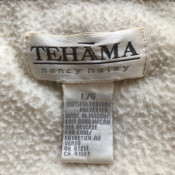 Tehama Nancy Haley Off White Full Zip Fleece Zip Off Sleeve Jacket Women's Large - Picture 12 of 12